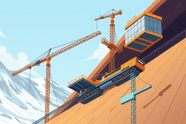 如何设计和安装陡坡施工机械的牵引系统？